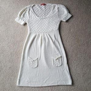 White knit sweater dress